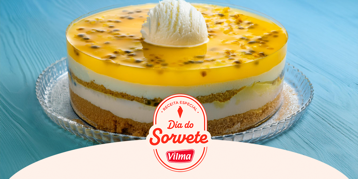 Bolo cocada de maracujá com sorvete de coco