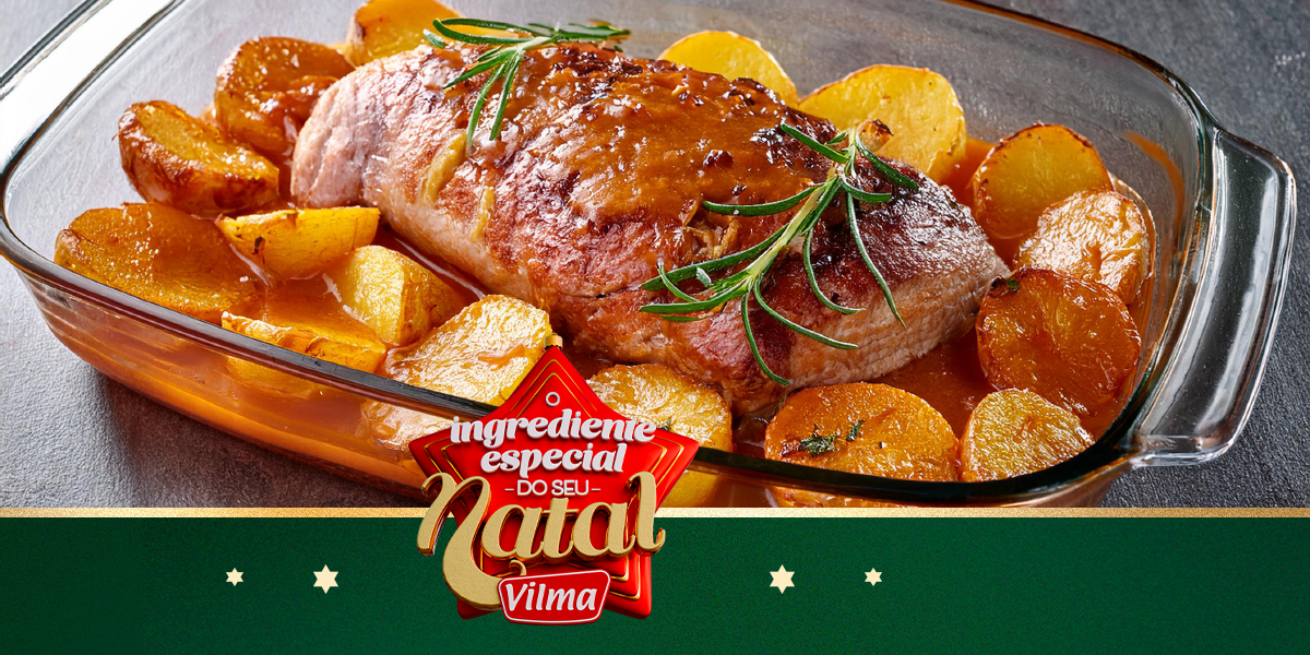 Lombo ao molho de laranja com batatas