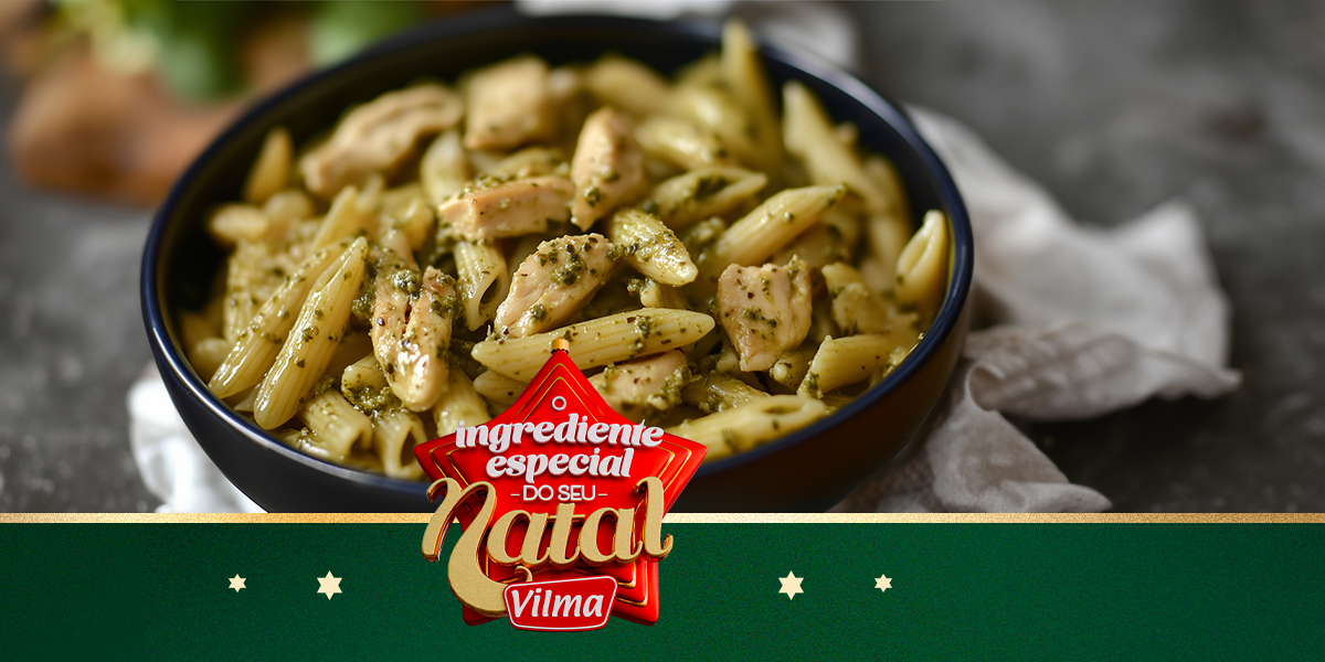 Macarrão com frango e pesto (massa prática)