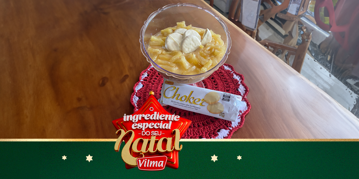 Pavê de abacaxi com biscoito Choker