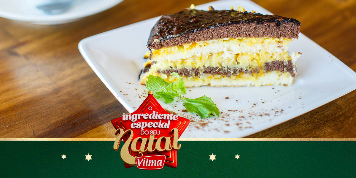 Torta Natalina de chocolate com maracujá e biscoito Moon