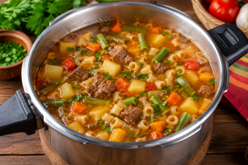 Sopa de legumes com macarrão ( massa pratica)