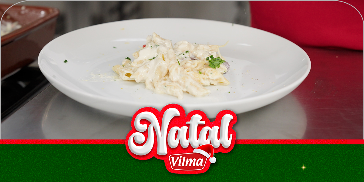 Penne com bacalhau ao creme reiventada